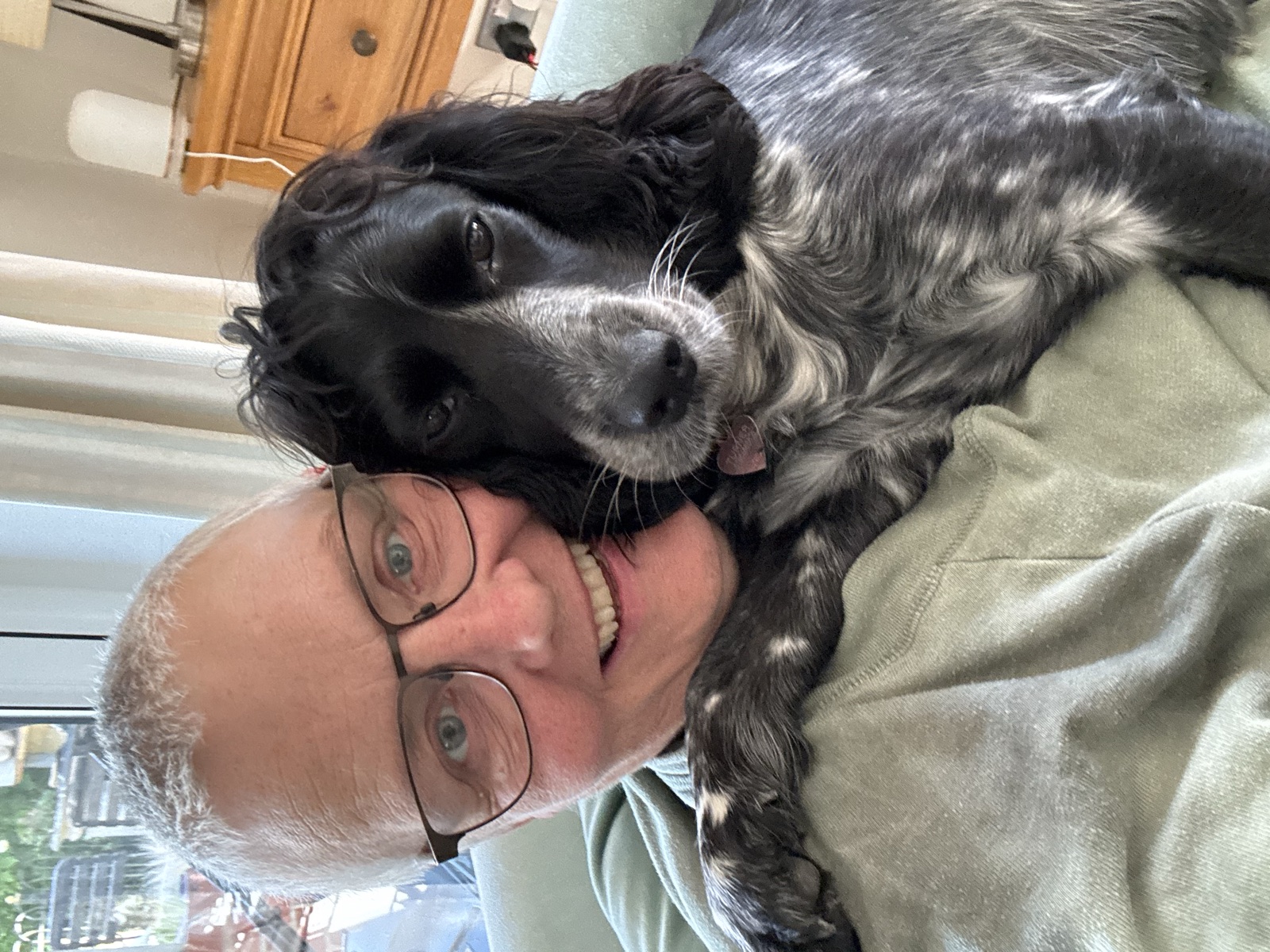 Michelle with a spaniel on a house sit