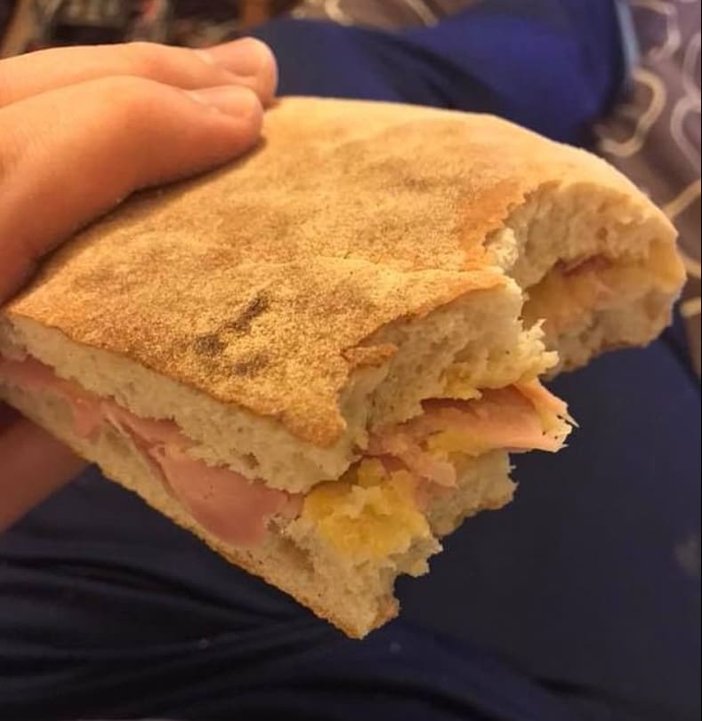A cheese savoury stottie from Greggs